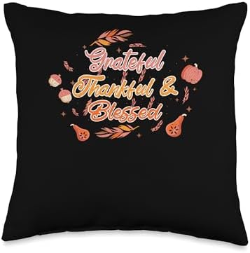 Turkey Bacon Thanksgiving Decor Pilgrim Costume Thanksgiving Christian Pilgrim Grateful Thankful Blessed Throw Pillow, 16x16, Multicolor by Unknown