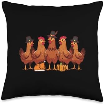 Thanksgiving Chickens Fall Farm Animal Farmer Men Women Kids Throw Pillow by Unknown