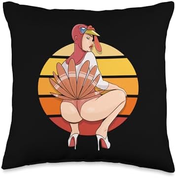 Funny Twerky Turkey Butt Thanksgiving Twerk Dance Pilgrim Throw Pillow by Unknown