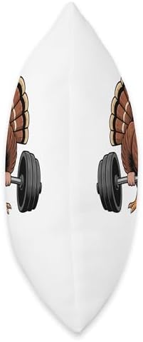 Thanksgiving Workout Turkey Barbell Lift Gym Men Women Throw Pillow - Image 2