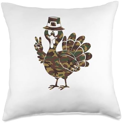 Hello Hunting Season Thanksgiving Camouflage Camo Turkey Throw Pillow by Unknown