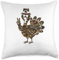 Hello Hunting Season Thanksgiving Camouflage Camo Turkey Throw Pillow by Unknown