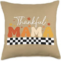 Thankful Mama Mom Fall Thanksgiving Autumn Pumpkin Mama Throw Pillow by Unknown