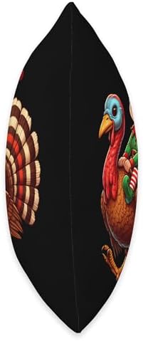 Funny Christmas Elf Riding Thanksgiving Turkey Xmas Party Throw Pillow - Image 2