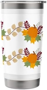 Fall Pumpkin Leaves Autumn Thanksgiving Home Office Travel Stainless Steel Insulated Tumbler - Image 3