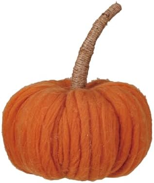 Creative Co-Op Wide Wool Pumpkin with Jute Wrapped Stem, Orange by Unknown