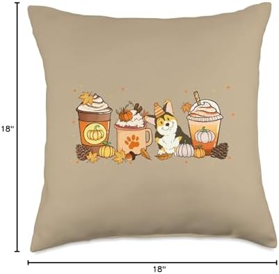 Corgi Coffee Pumpkin Spice Dog Lovers Fall Thanksgiving Throw Pillow - Image 4