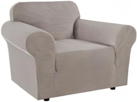 H.VERSAILTEX High Stretch Chair Cover 1-Piece Rich Jacquard Armchair Covers for Living Room Kids Spandex Fabric Sofa Cover for Dogs Stay in Place Machine Washable (Armchair 31"-40" Taupe)