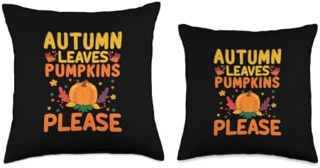 Halloween Thanksgiving Fall Autumn Leaves Pumpkin Please Throw Pillow - Image 3