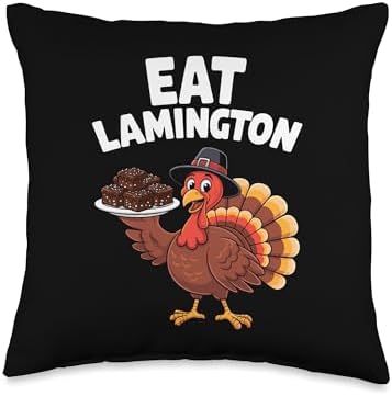 Thanksgiving Turkey Eat Lamington Throw Pillow by Unknown