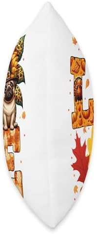 LOVE Thanksgiving Pug Costume Fall Leaves Sunflower Throw Pillow - Image 2