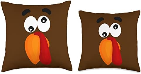 THANKSGIVING FUNNY TURKEY FACE LADIES WOMENS MENS MEN KIDS Throw Pillow - Image 3