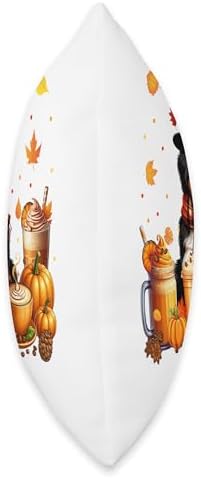 Bernedoodle Thanksgiving Drinks Coffee Fall Leaves Pumpkins Throw Pillow - Image 2