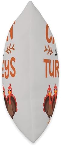 Funny Chillin' with My Turkeys Thanksgiving Throw Pillow - Image 2