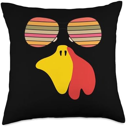 Funny Thanksgiving Vintage Turkey Face Wearing Sunglasses Throw Pillow by Unknown