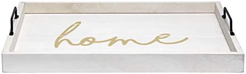 Elegant Designs HG2000-WHG Gold Coffee Table Decorative Wood Serving Tray w/Handles, 15.50" x 12", White Wash Home - Image 2
