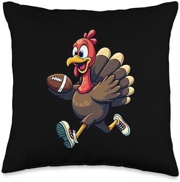Thanksgiving Football Player Thanksgiving Football Turkey Throw Pillow by Unknown