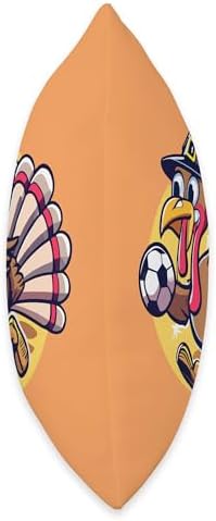 Funny Thanksgiving turkey Playing soccer Ball tees Thanksgiving Cute Turkey Holding Soccer Ball Men Boys Kids Throw Pillow, 16x16, Multicolor - Image 2