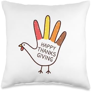Funny Hand Turkey Kids Outfit Toddler Thanksgiving Adult Kid Throw Pillow by Unknown