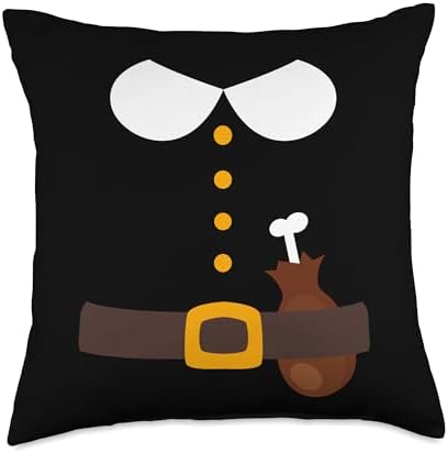 Fun Thanksgiving Pilgrim Costume With Turkey Leg For Turkey Throw Pillow by Unknown