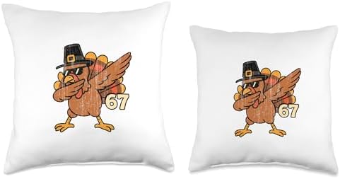 Six Seven 67 Thanksgiving Funny Thankful Turkey Dabbing Throw Pillow - Image 3