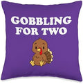 Thanksgiving Pregnancy Gobbling for Two Baby Turkey Throw Pillow by Unknown