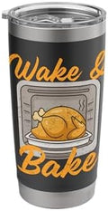 Wake & Bake for Home Cooks and Foodies on Thanksgiving Stainless Steel Insulated Tumbler by Unknown