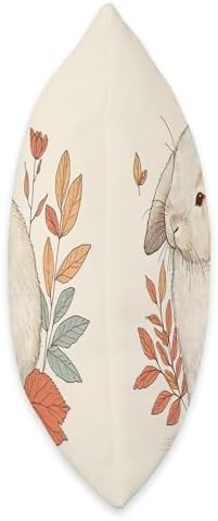 Holland Lop Rabbit Autumn Fall Red Leaves Bunny Thanksgiving Throw Pillow - Image 2