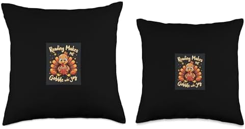 Reading Makes ME Gobble With Joy Thanksgiving Reading Turkey Throw Pillow - Image 3