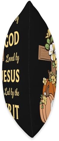 Blessed By God Loved By Jesus Thanksgiving Cross And Pumpkin Throw Pillow - Image 2