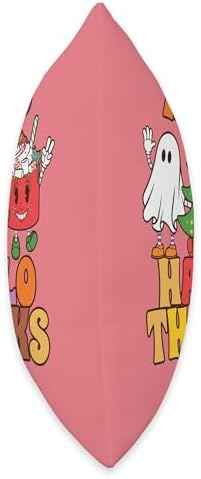 Happy Hallothanksmas Halloween Thanksgiving Christmas Groovy Throw Pillow - Image 2
