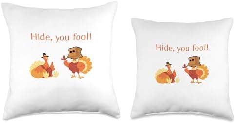 J&E Tees Thanksgiving Turkey Funny Hide You Fool Paper Bag Throw Pillow, 18x18, Multicolor - Image 3
