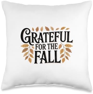 Grateful for The Fall Autumn Thanksgiving Throw Pillow by Unknown