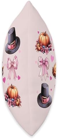 Coquette Bow Thanksgiving Day Turkey Hat Pink Throw Pillow - Image 2