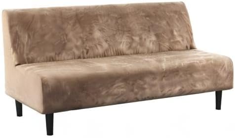 H.VERSAILTEX Real Velvet Futon Cover Armless Sofa Covers Sofa Bed Covers Stretch Futon Couch Cover Sofa Slipcover Furniture Protector Thick Soft Velvet Fabric Form Fitted Stay in Place, Camel