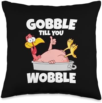 Gobble Til You Wobble Kids Outfit Toddler Thanksgiving Adult Throw Pillow by Unknown