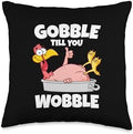 Gobble Til You Wobble Kids Outfit Toddler Thanksgiving Adult Throw Pillow by Unknown
