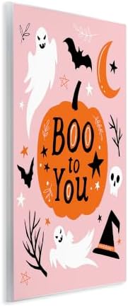 Halloween Ghost Bat Moon, 13 x 19 Inch Mounted Print on Wall Plaque