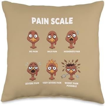 Funny Turkey Pain Scale, Thanksgiving Day Humor for Friends Throw Pillow by Unknown