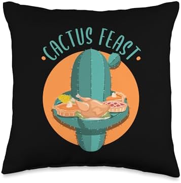 Funny Thanksgiving Cactus Gardening Plant Lover Gardener Throw Pillow by Unknown