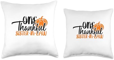 One Thankful Sister-in-Law Pumpkin Thanksgiving Throw Pillow - Image 3