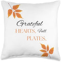 Grateful Hearts Full Plates Thanksgiving Autumn Season Throw Pillow by Unknown