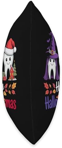 Happy Hallothanksmas Cute Dental Halloween Thanksgiving Xmas Throw Pillow - Image 2