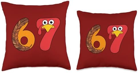 Funny Thanksgiving 67 Turkey Shirt Six Seven Birthday Gift Throw Pillow - Image 3