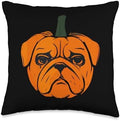 Pug Pumpkin Halloween Thanksgiving – Cute Dog Lover Throw Pillow by Unknown