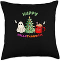 Halloween Thanksgiving Christmas HalloThanksMas Throw Pillow by Unknown