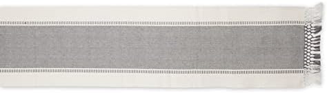 DII Dobby Stripe Table Runner, 13x72 Cool Gray & Cream Background - Image 2