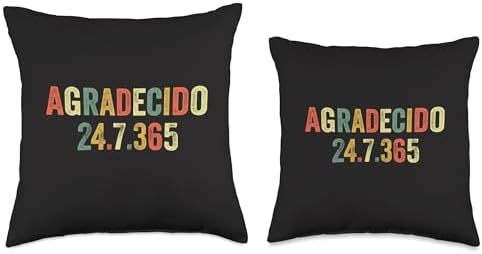 Agradecido 24 7 365 Spanish Hispanic Thanksgiving Grateful Throw Pillow - Image 3