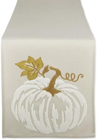 DII Fall Table Décor Embroidered Tabletop for Thanksgiving Dining, Table Runner, 14x70, Scattered Leaves - Image 2