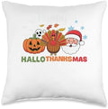 halloween thanksgiving christmas happy hallothanksmas gnome Throw Pillow by Unknown